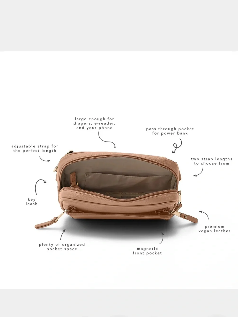 ayla & co Tan Leather Belt Bag with Matching Card Case
